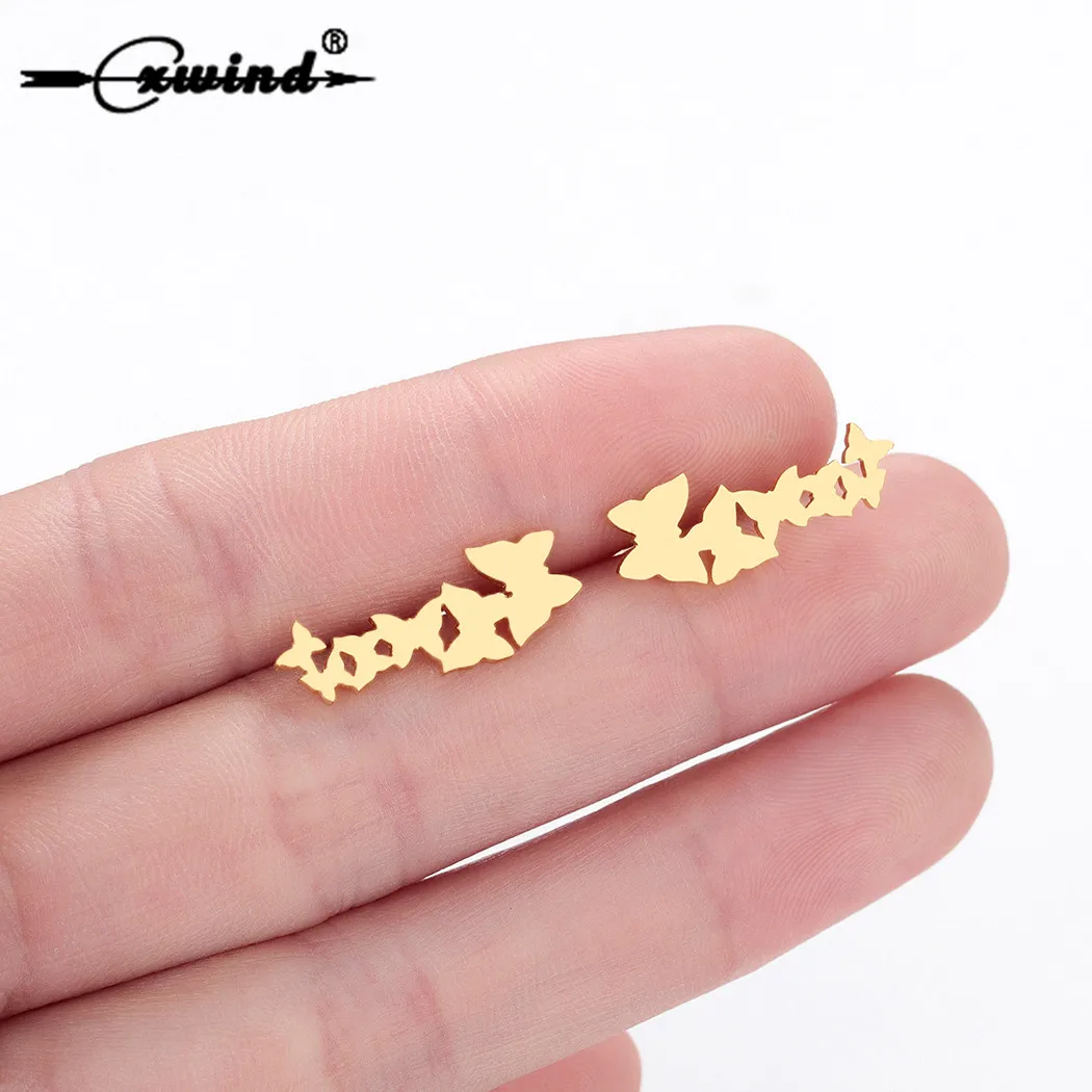 

Cxwind Stainless Steel Butterfly Earrings for Women Animal Ear Climber Earring Fashion Jewelry Cute Studs boucle d'oreille femme