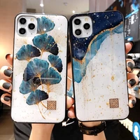luxury gold foil phone case for iphone 11 12 mini pro max xs x xr 7 8 6 6s plus se 2020 shockproof tree leaf cases cover