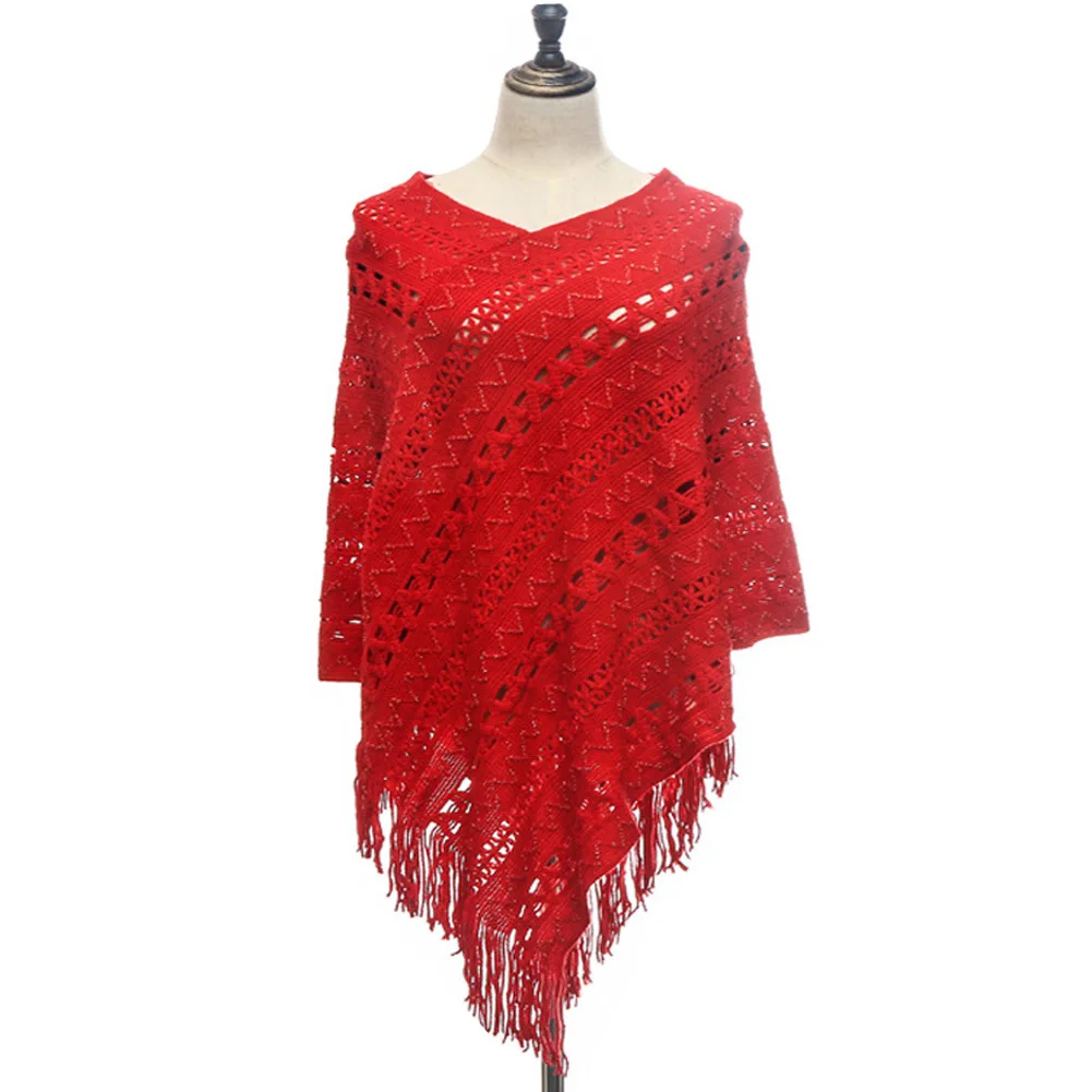 

New Fashion Winter Women Scarf Thin Shawls Women's Knit Warm Batwing Cape Tassels Poncho Cloak Jacket Coat Winter Outwear