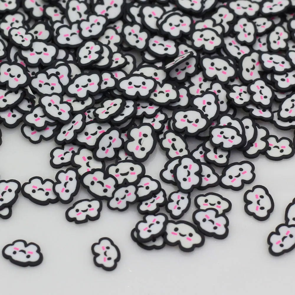 

Wholesale Factory Price Kawaii Smiling Cloud Polymer Clay Slices Happy Cloud Slices Sprinkles 3D Nail Art Stickers