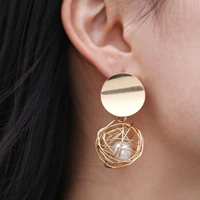 new earrings creative woven round ball faux pearl earrings for women cute irregular stud earrings luxury jewelry accesorios