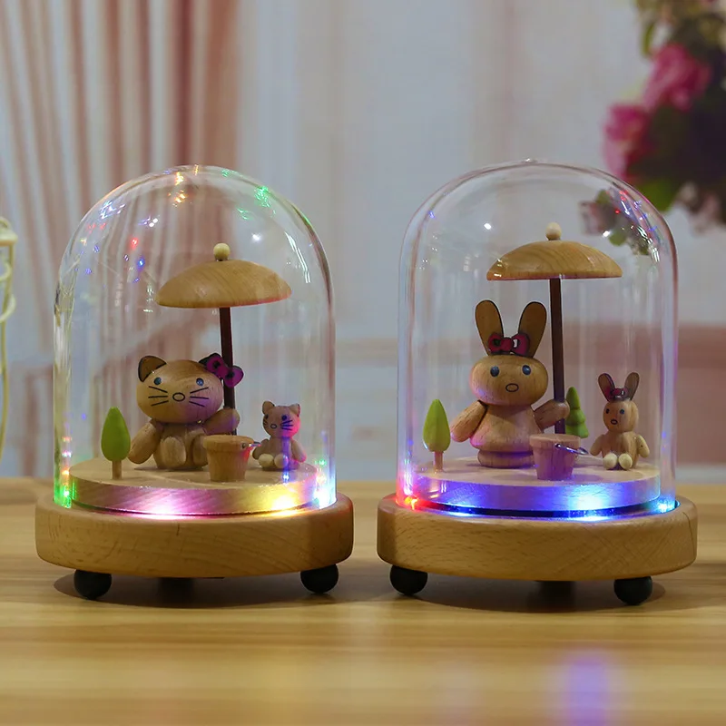 Креативная деревянная карусель украшение для дома музыкальная шкатулка