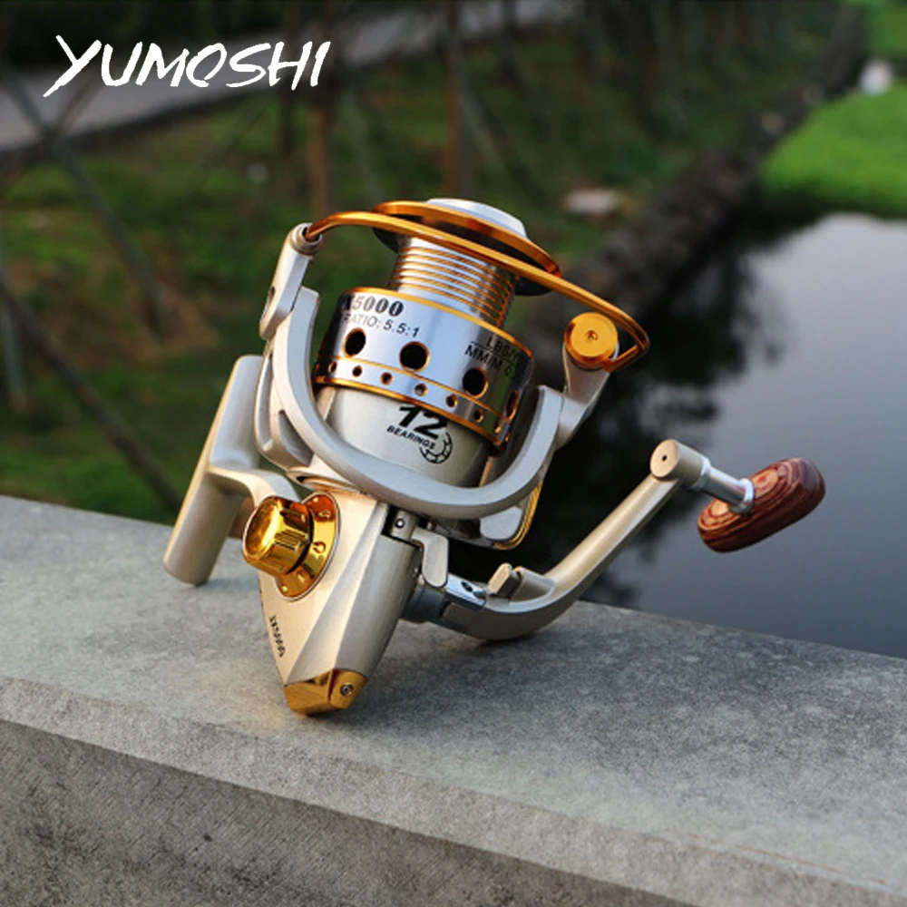 Рыболовная катушка рыболовная с деревянной рукояткой 12 + 1 BB лево-/правоворукая 2020