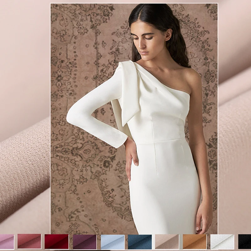 

140 см в ширину 480 г/м весовая однотонная белая розовая черная полиэфирная ткань для осенне-весеннего платья пальто куртка E1234