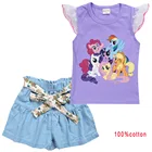 Комплект детской одежды My Little Pony из 2 предметов, летний комплект для маленьких девочек с коротким рукавом, мультяшная футболка для малышей + штаны, комплекты одежды