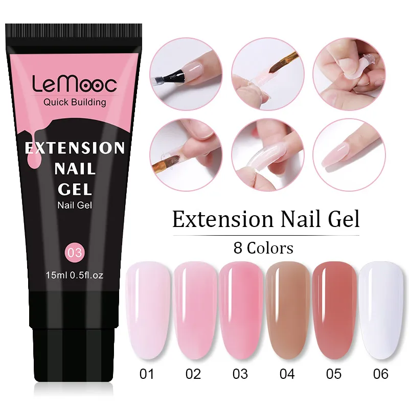 Прозрачный белый акриловый гель LEMOOC для ногтей ic-гель быстрого наращивания