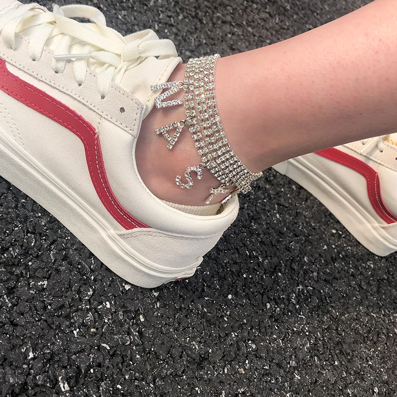 ЦИРКОНИЕВЫЕ хрустальные ножные браслеты с надписью NASTY FREAK Angel богемные золотые