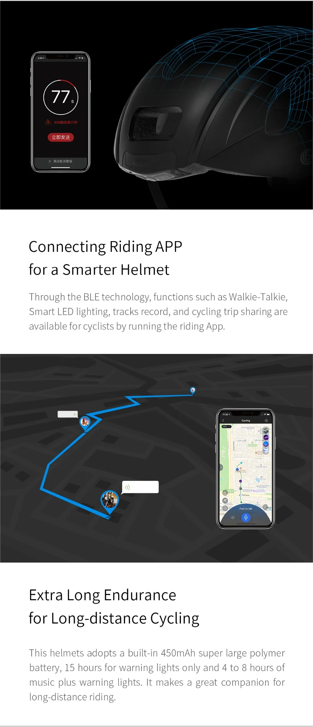Smart4u наружный SH55M 6 светодиодный Предупреждение льный светильник умный мотоциклетный шлем SOS оповещение Walkie Talkie велосипедный задний шлем с лампой