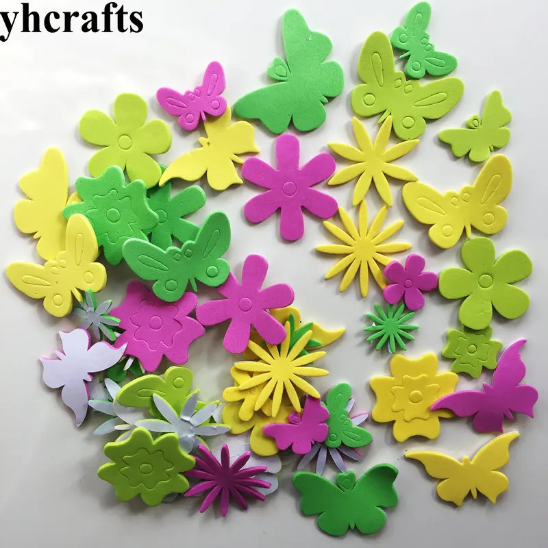 40PCS butterfly 1 пакет(10 листов)/партия, 10 цветов EVA пены мозаичные наклейки для раннего развития игрушки для детского сада ремесла Цвет обучения ручной работы домашние работы - Цвет: 40PCS butterfly