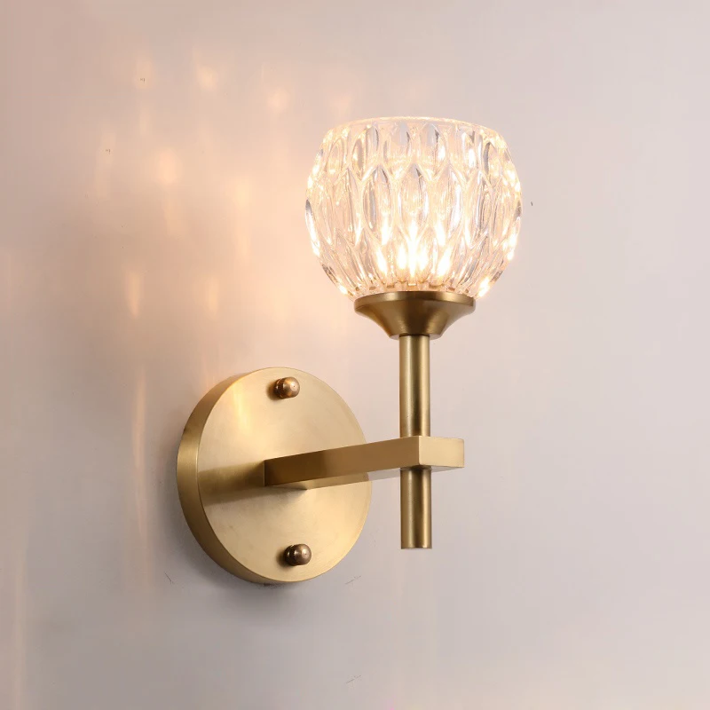 Современный настенный светильник FKL s Хрустальный золотистый прикроватный для