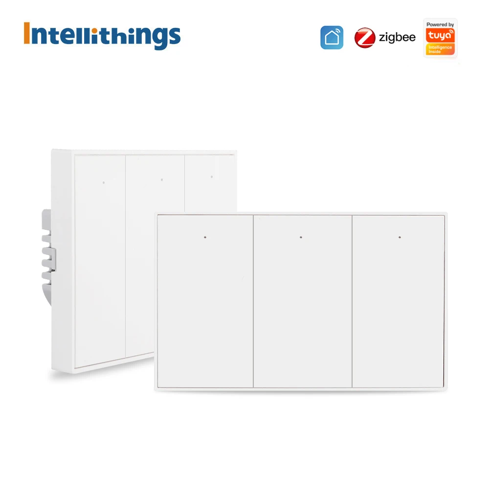 

Intellithings Tuya Zigbee US Wall Interruptor Push Light Switch No Neutral Alexa Google Home Control Smart Life App Smartthings