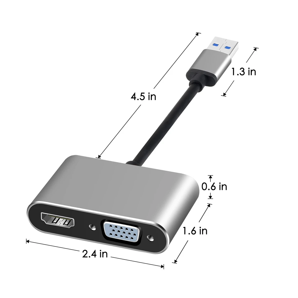 KuWFi USB 3 0 адаптер USB3.0 к HDMI VGA с двойным выходом HD 1080P конвертер кабель для