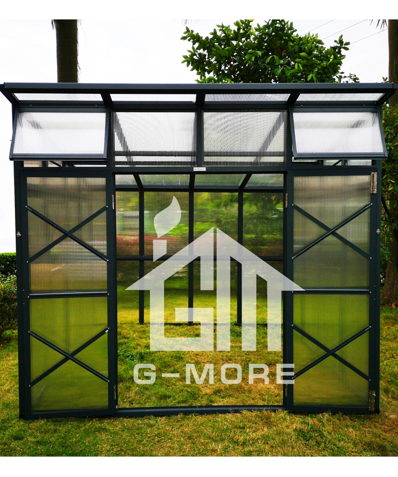 Садовая теплица с наклонной крышей и сверхпрочной алюминиевой рамой черная 9 8