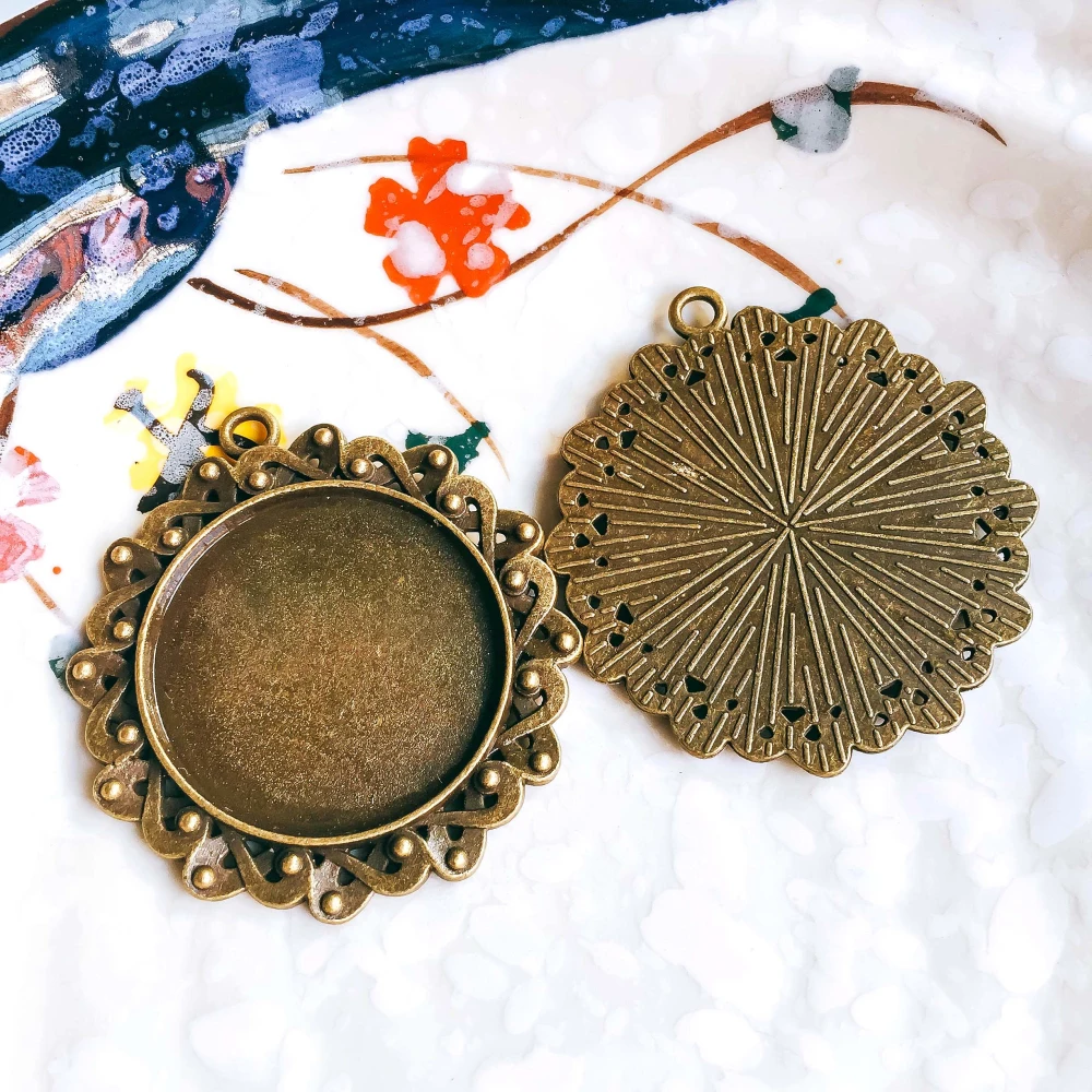 

5pcs/lot 30mm Necklace Pendant Setting Antique Bronze Silver Glass Cabochon Blank Base Supplies for Jewelry Finding T68