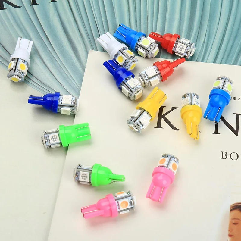 

10 Pcs T10 5 SMD LED Car Light Bulb W5W/147/152/158/159 Car Indicator Signal Clearence Lights Tail Lamp Bulbs Replacement Parts