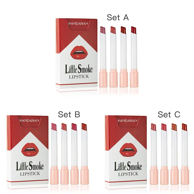 4 шт./компл. Lipsick бриллиантовый матовый бархатный Гладкий стойкий карандаш для губ