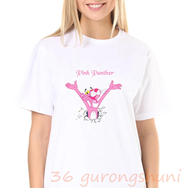 tops cute anime cartoon graphic t shirts tees print tshirt goth pink panther shirt women grunge aesthetic clothes streetwear | Женская