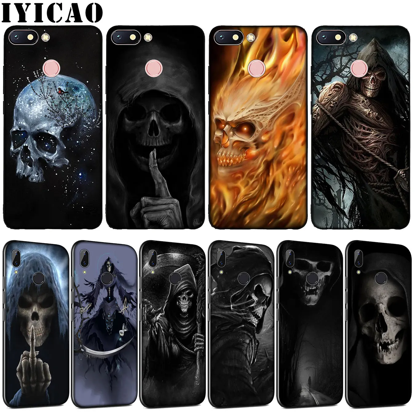 Мягкий ТПУ силиконовый чехол для телефона Grim reaper skull skeleton Xiaomi Redmi Note 8 8A 8T 7 7A 6 6A 5 5A GO