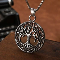 nordic mythology odin celtics knot necklace mens chain retro stainless steel tree of life pendant viking jewelry wholesale
