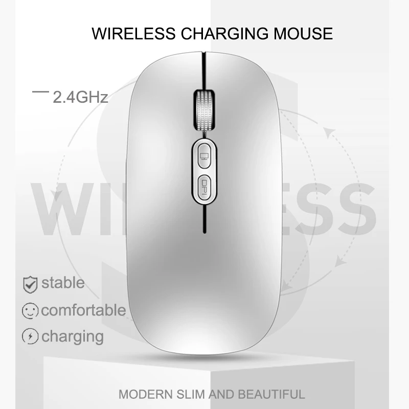 J JOYACCESS Wireless Mouse Silent 2.4GHz Mouse Computer Mause Rechargeable Built-in Battery USB Receiver Mice Ergonomic for Lap