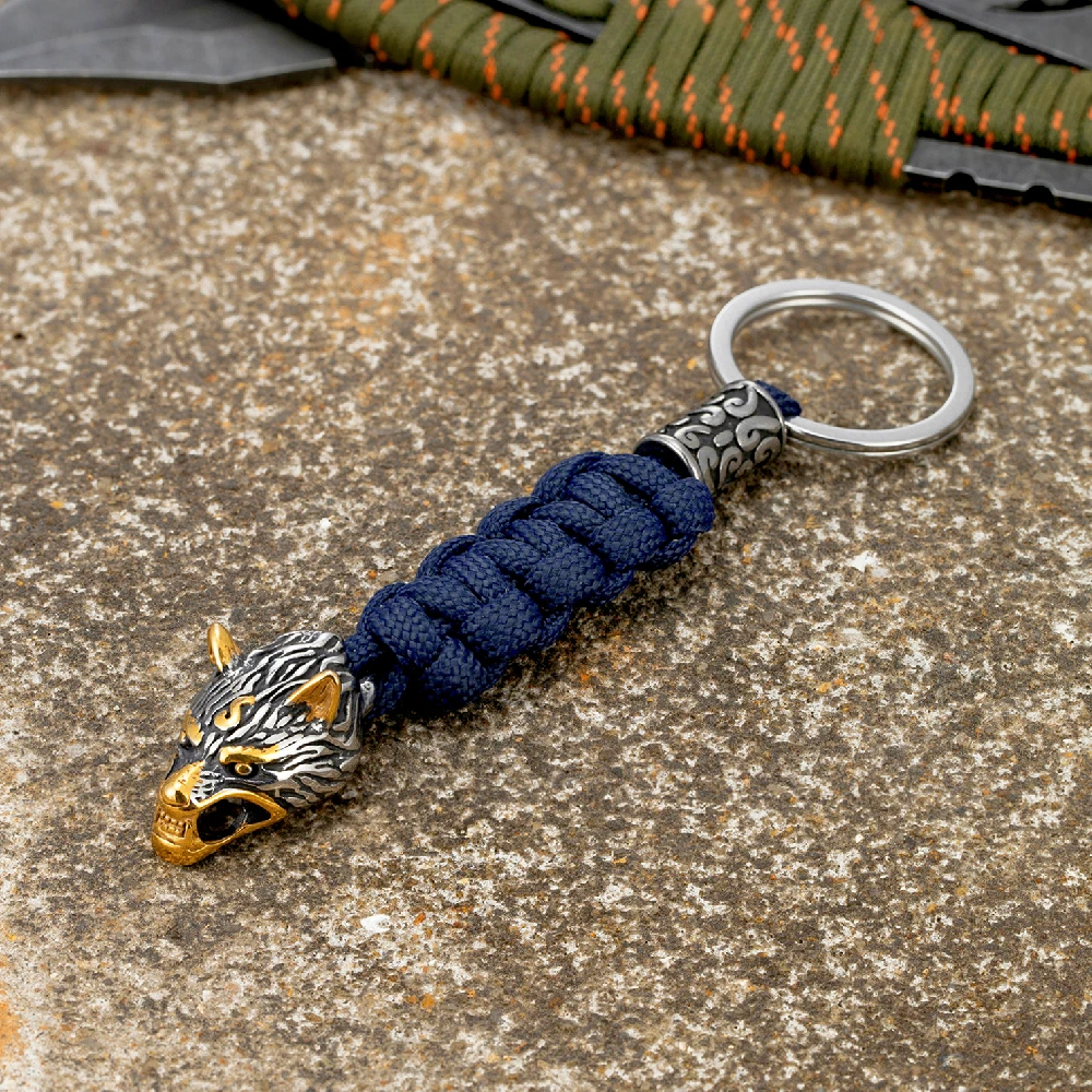 Мужской брелок с подвеской в виде головы волка из нержавеющей стали - купить по