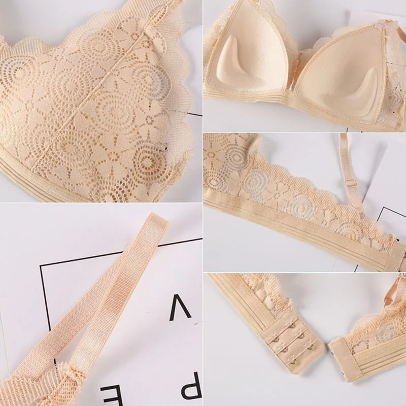 

Bras For Women Seamless Deep V Lace Bralette Wireless Brassiere Female Underwear Sexy Lingerie Push Up Bra,