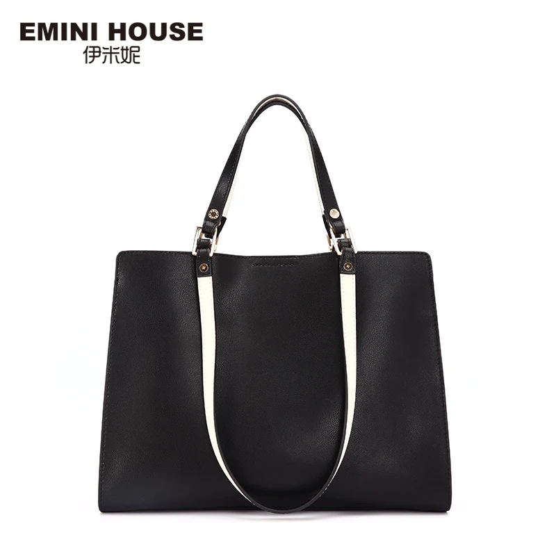 Вместительная кожаная сумка-тоут EMINI HOUSE Офисная Роскошная дамская сумочка на