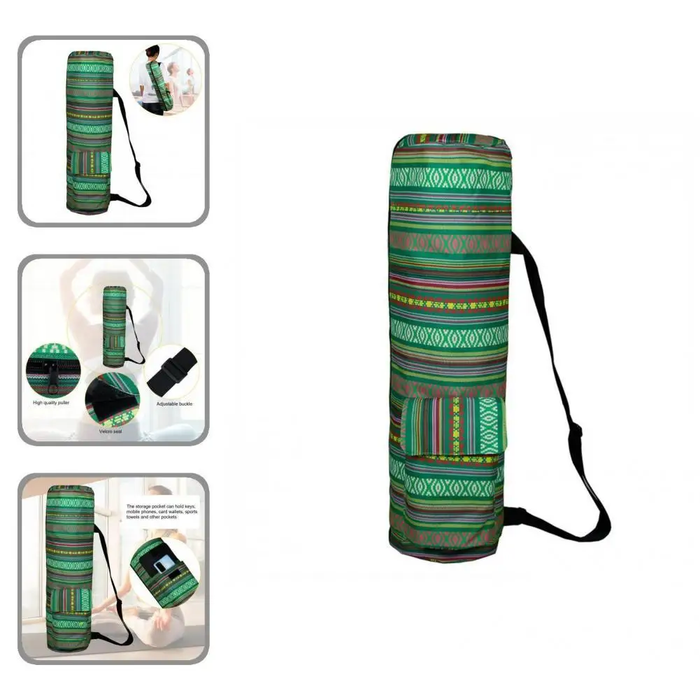 

Stripe Pattern Useful Green Oxford Cloth Yoga Mat Tote Cylinder Shape Yoga Mat Carrier Convenient for Outdoor