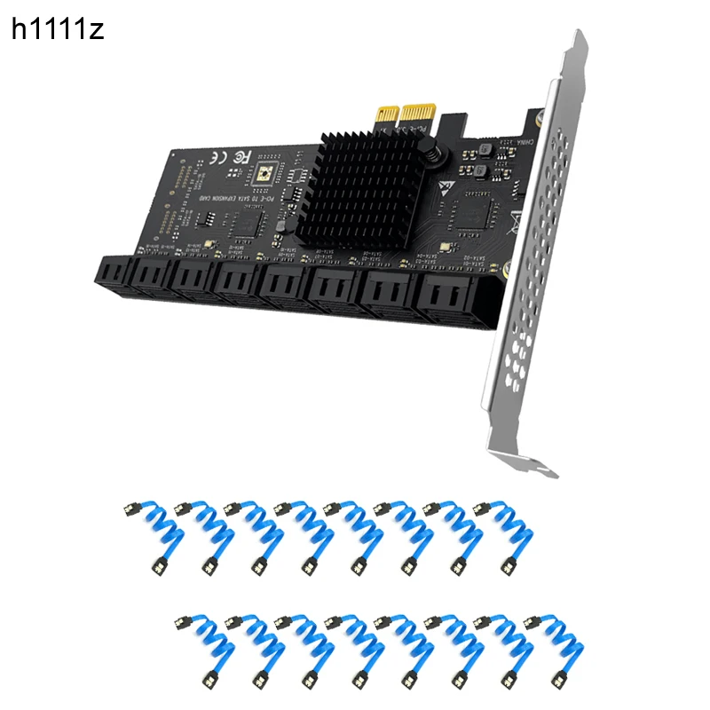 Sata Pcie 1x Adaptador 16 Porta Sata3.0 Pci Express Controlador Pci para Sata Riser Placa de Expansão Ssd Bit Adicionar no Cartão para Mineração Chia Cartões para acréscimos