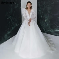 sevintage boho wedding dresses long sleeves a line appliques lace v neck wedding gowns open back bridal dress