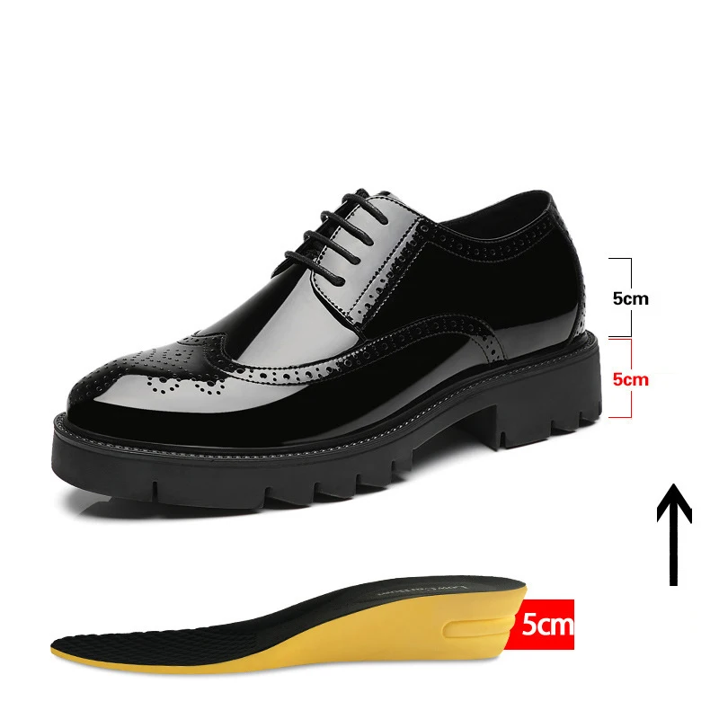 Мужские туфли-Броги из лакированной кожи на высоком каблуке 8 см | Обувь