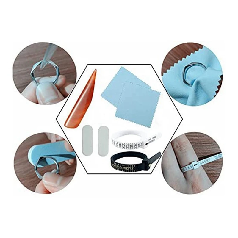 

Ring Sizer Measuring Tool 11 Pcs Ring Making Kit, Ring Mandrel, Rubber Jewelers Hammer and Polishing Tools Mandrels