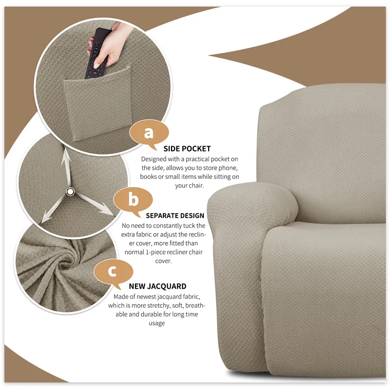 

2 Seater Recliner Sofa Cover All-Inclusive Elastic Jacquard Chair Cover Thicken Spandex Rocking Chair Cover Lounger Couch Cover