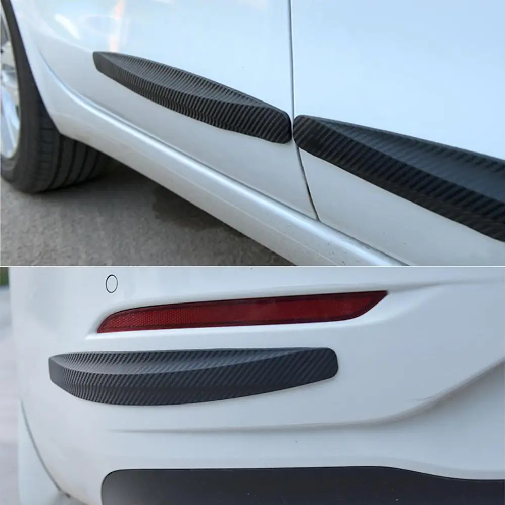 2pcs/set Universal Car Front Rear Bumper Protector Carbon Fiber Auto Guard Corner Anti-collision Strip Sticker Accessories | Автомобили и