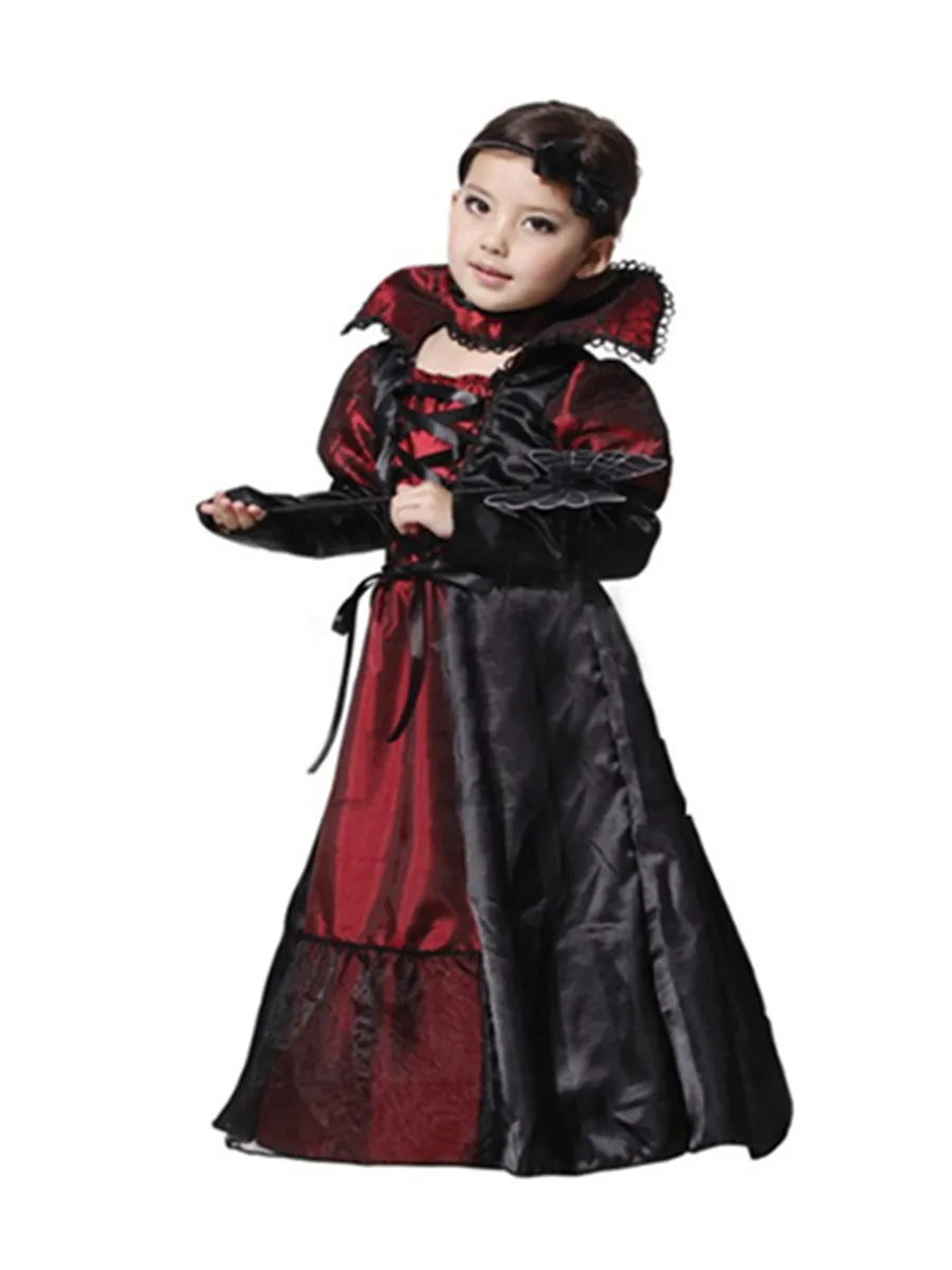 Черное готическое платье вампира для костюмированной вечеринки на Хэллоуин