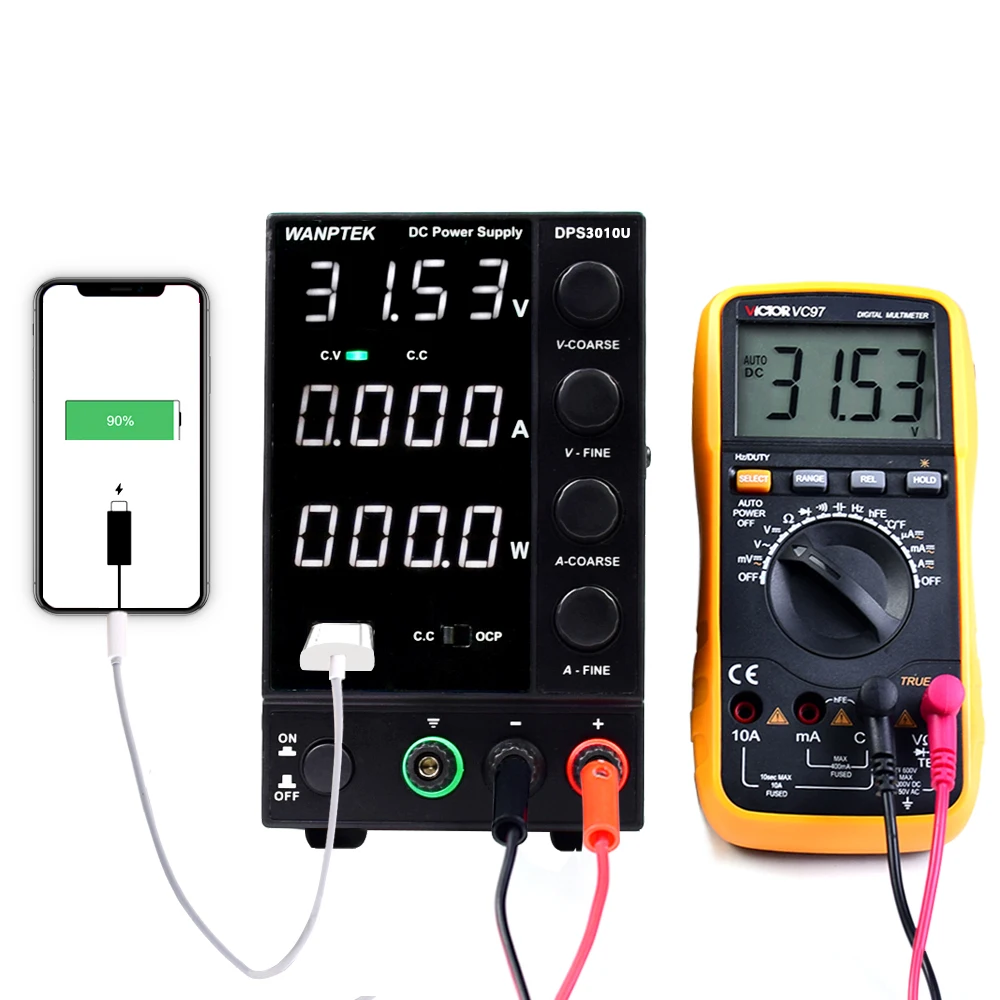 Wanptek Lab DC источник питания регулируемый DPS3010U USB светодиодный дисплей скамья