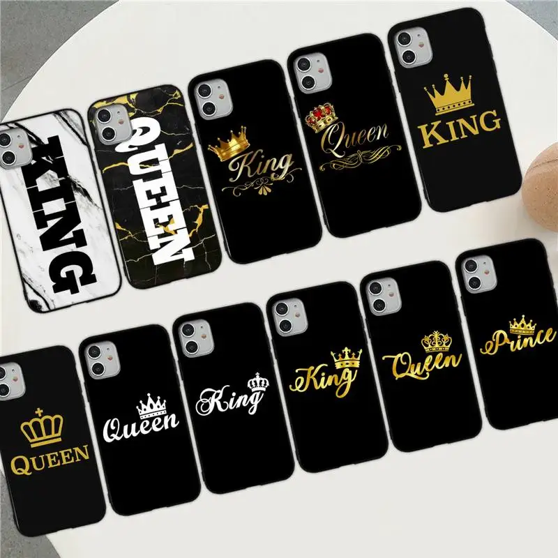 

Crown QUEEN & KING Couples Phone Case for iPhone 8 7 6S Plus X 5S SE 2020 XR 11 12 mini pro XS MAX