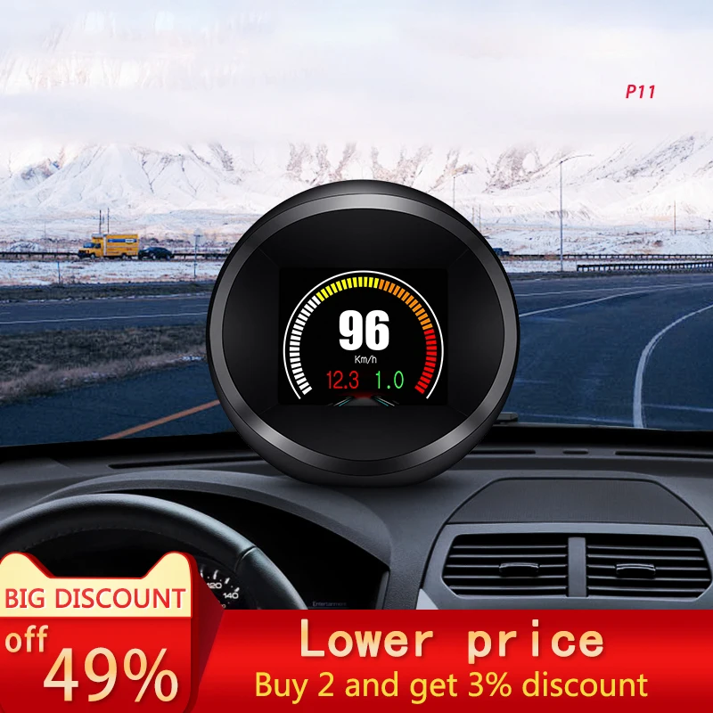 2021 new car HUD head-up display car universal OBD+GPS navigation dual-mode speed multi-function HD smart projector P11 model