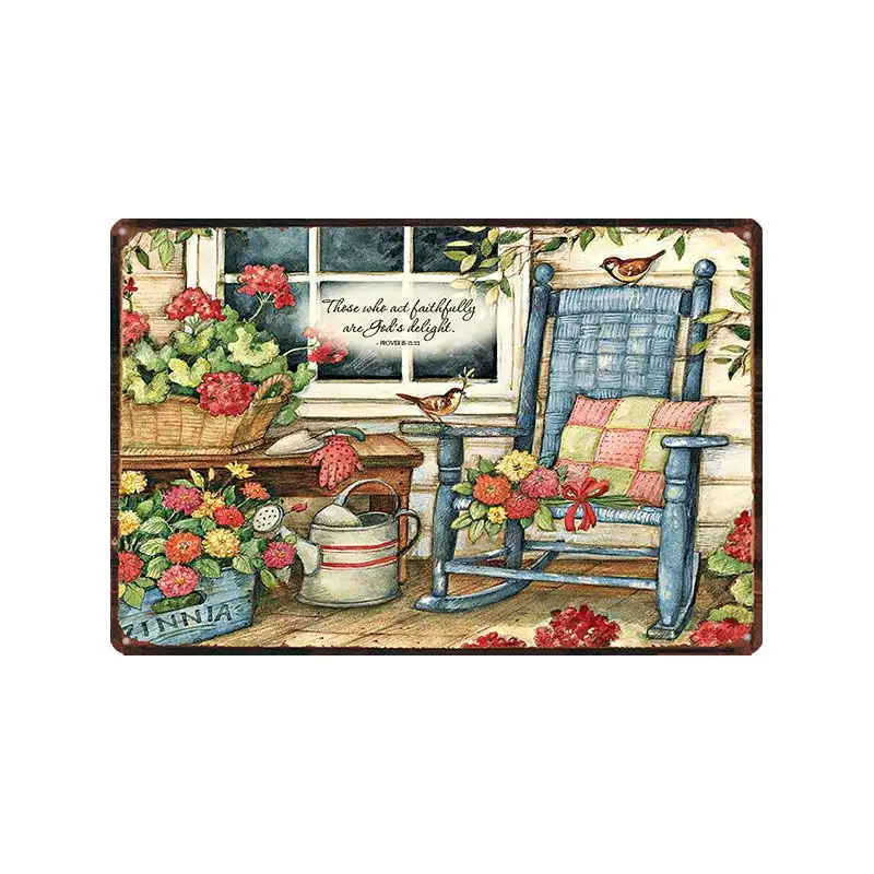 

YZFQFlowers Plaque Metal Vintage Lavender Gardens Plate Bath Crock Poster Wall Pub Home Art Farmhouse Decor DU-8931B