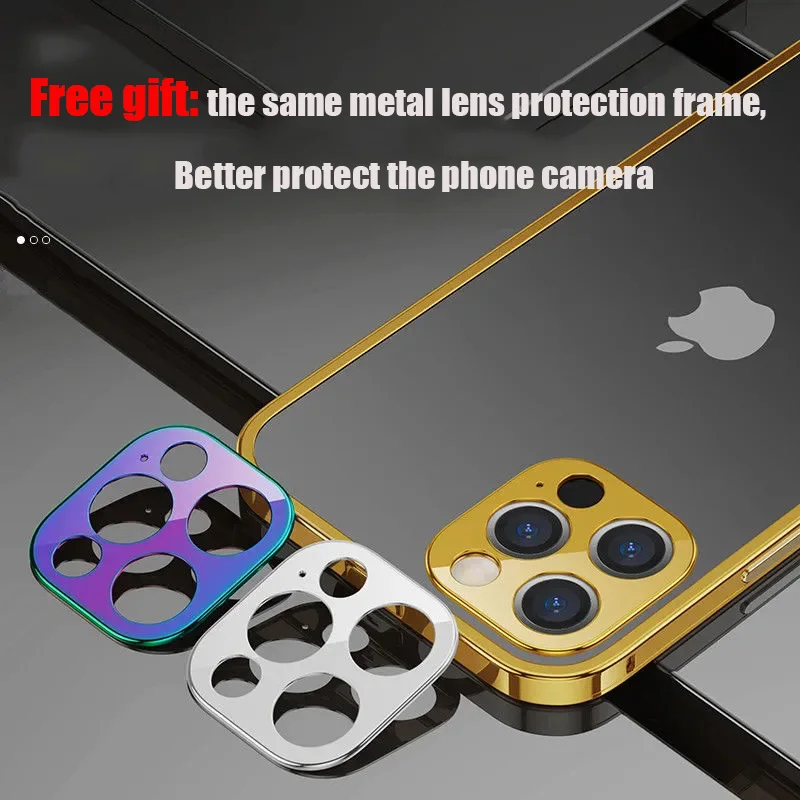 Противоударный металлический бампер для телефона iPhone 14 Pro MAX 13 Mini роскошный чехол