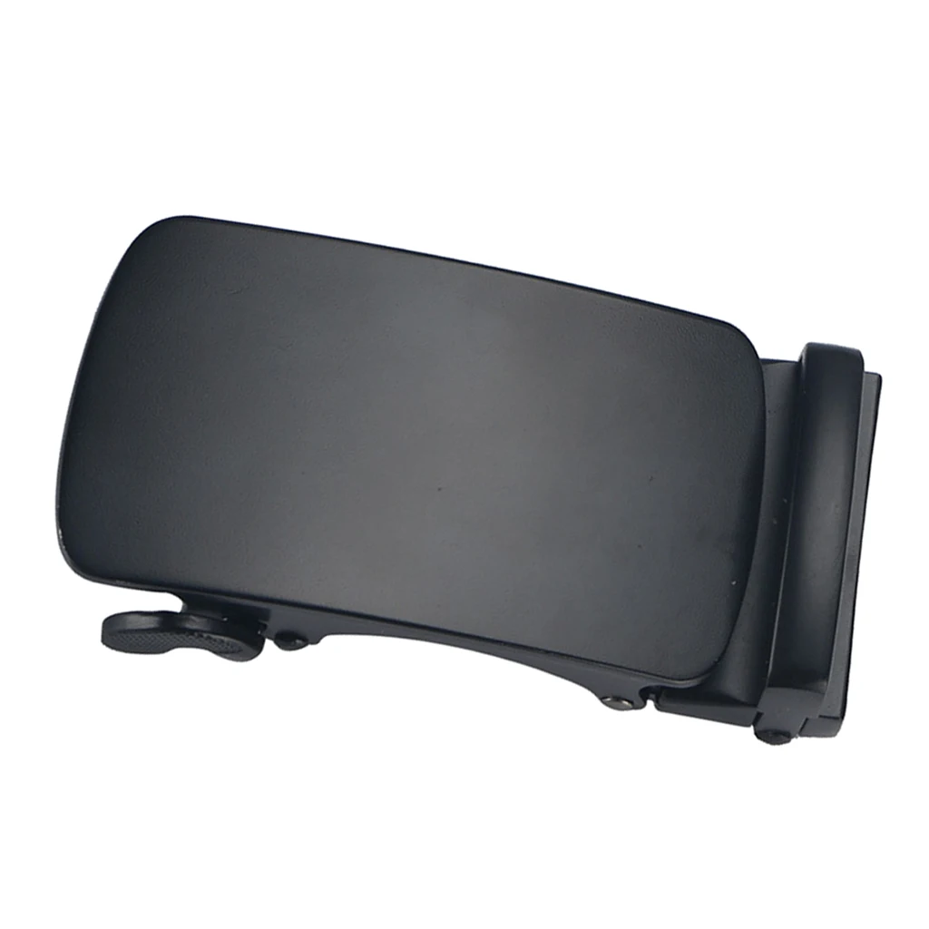 

Classic Solid Buckle Automatic Ratchet Leather Belt Buckle, Black, One Size