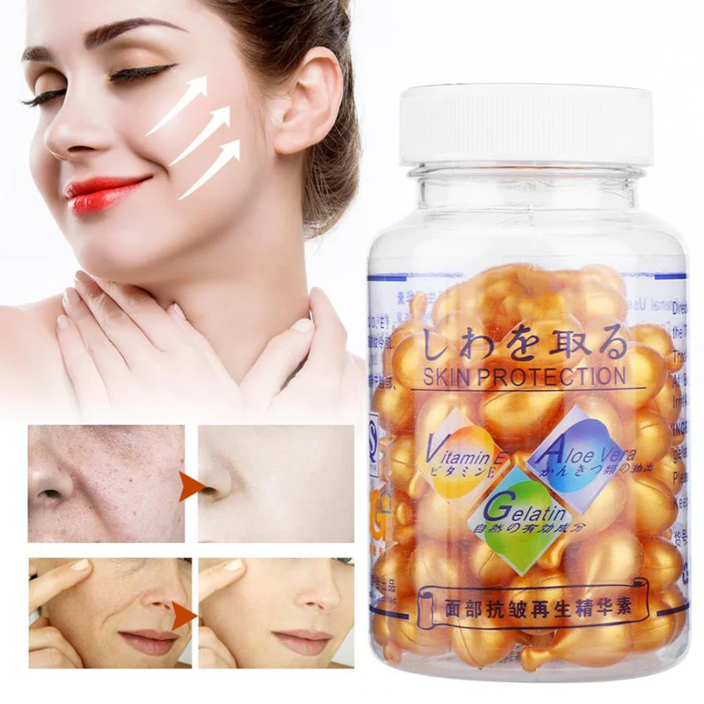 90 шт/бутылка витамин е эссенция капсулы Сыворотка для удаления прыщей