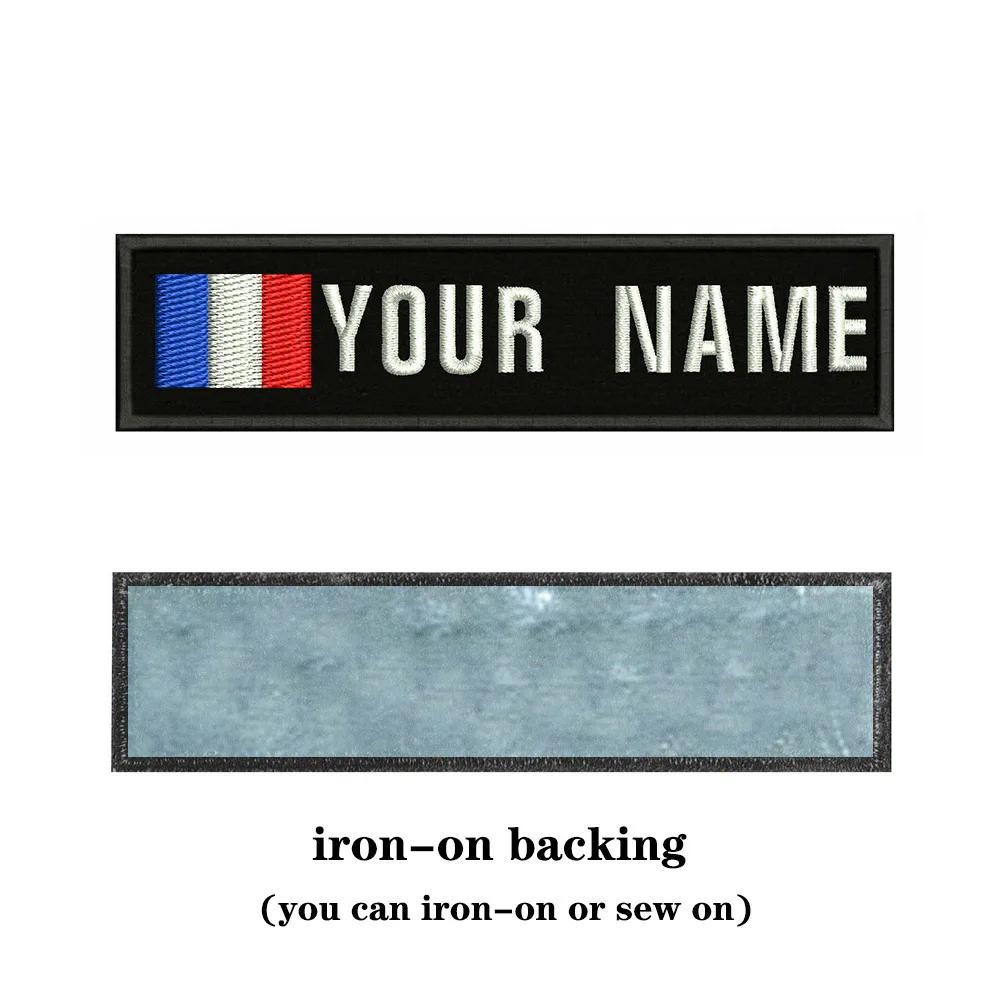 France Flag 10X2.5cm Embroidery Custom Name Text Patch Stripes badge Iron On Or Sew Velcro Backing Patches For Clothes | Дом и сад