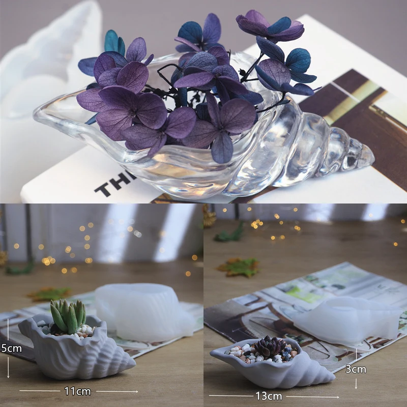 

Diy Conch Flower Pot Concrete Handmade Mould Shell Shape Candle Mold Makeup Egg Storage Marine Epoxy Resin Silicone Mold