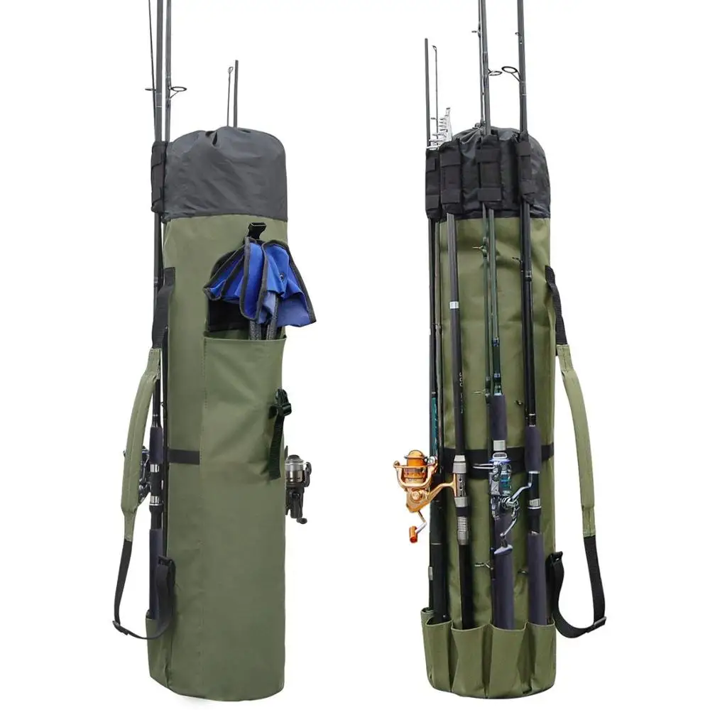 

Fishing Portable Multifunction Nylon Fishing Bags Fishing Rod Bag Case Fishing Tackle Tools Storage Bag Green&black