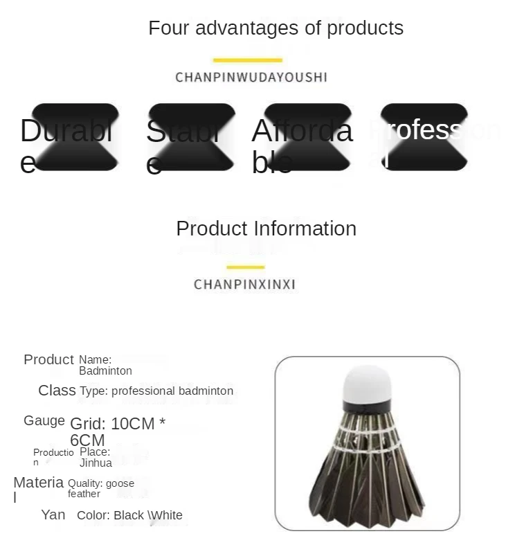 

Badminton 12 Pack /6 Pack Resistant to Playing King Badminton White and Black Outdoor Training Professional Competition