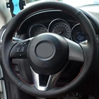 Черная искусственная кожа ручная строчка искусственная кожа для Mazda 3 Axela Mazda 6 Atenza Mazda 2 Чехол рулевого колеса автомобиля CX3 CX-3 CX5 Scion