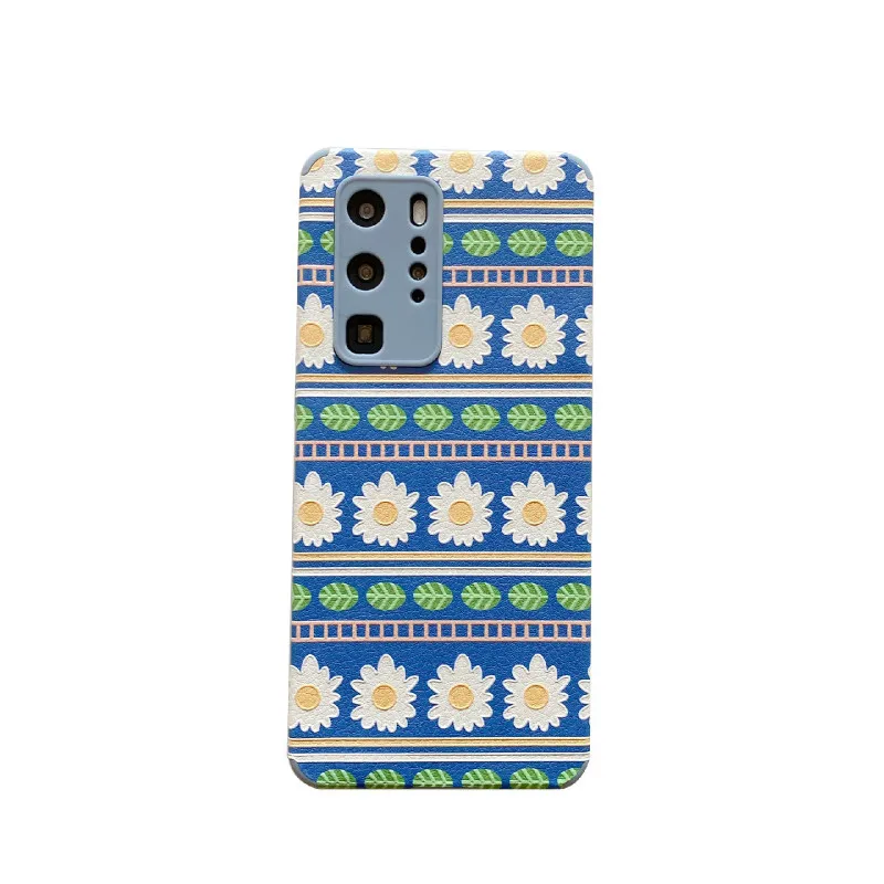 

Simple daisy mobile phone case for iPhone11 12Pro Max mini X XR XSMax 8 7PluS imitation leather anti-fall protective back cover