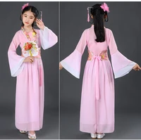 ancient chinese costume kids child seven fairy hanfu dress clothing folk dance performance chinese traditional dress for girls