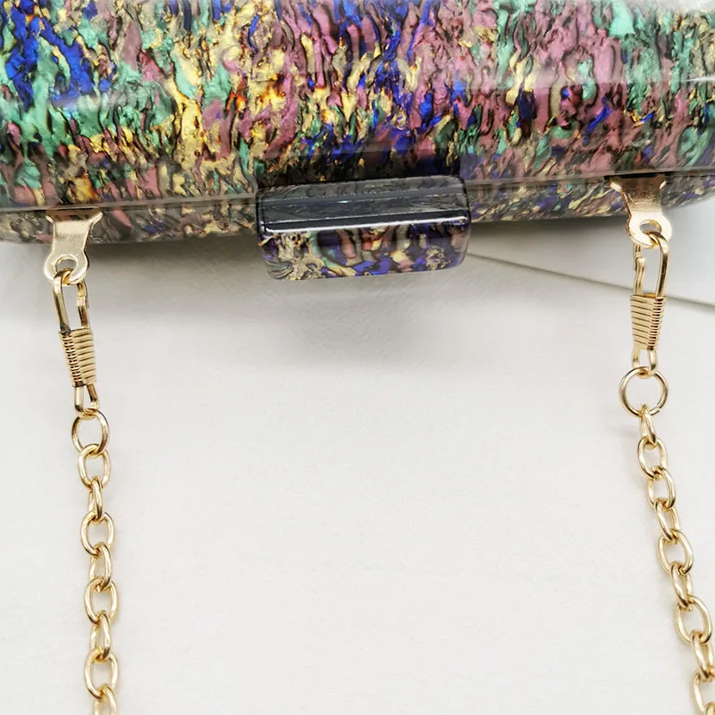 Женские сумки клатчи элегантные вечерние мессенджеры из акрила с разноцветным